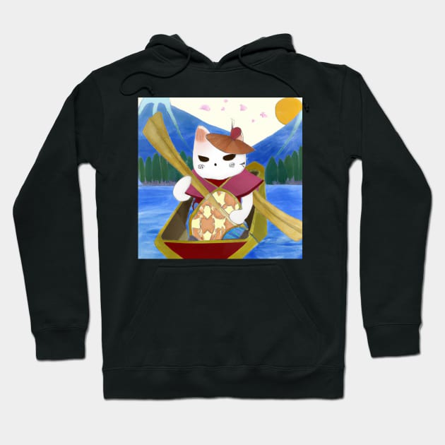 Ukiyo-e cat in canoe Hoodie by DadOfMo Designs